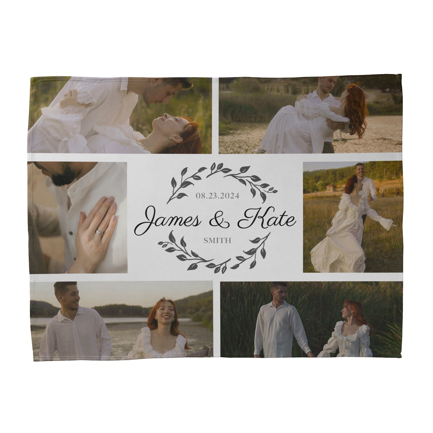 Engagement Script Photo Collage Blanket - 6 Photos
