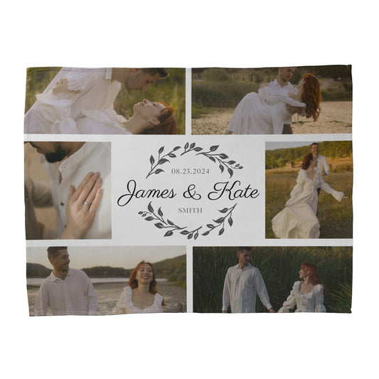 Engagement Script Photo Collage Blanket - 6 Photos