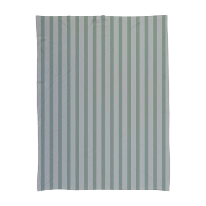 Green stripes printed on a baby swaddle.