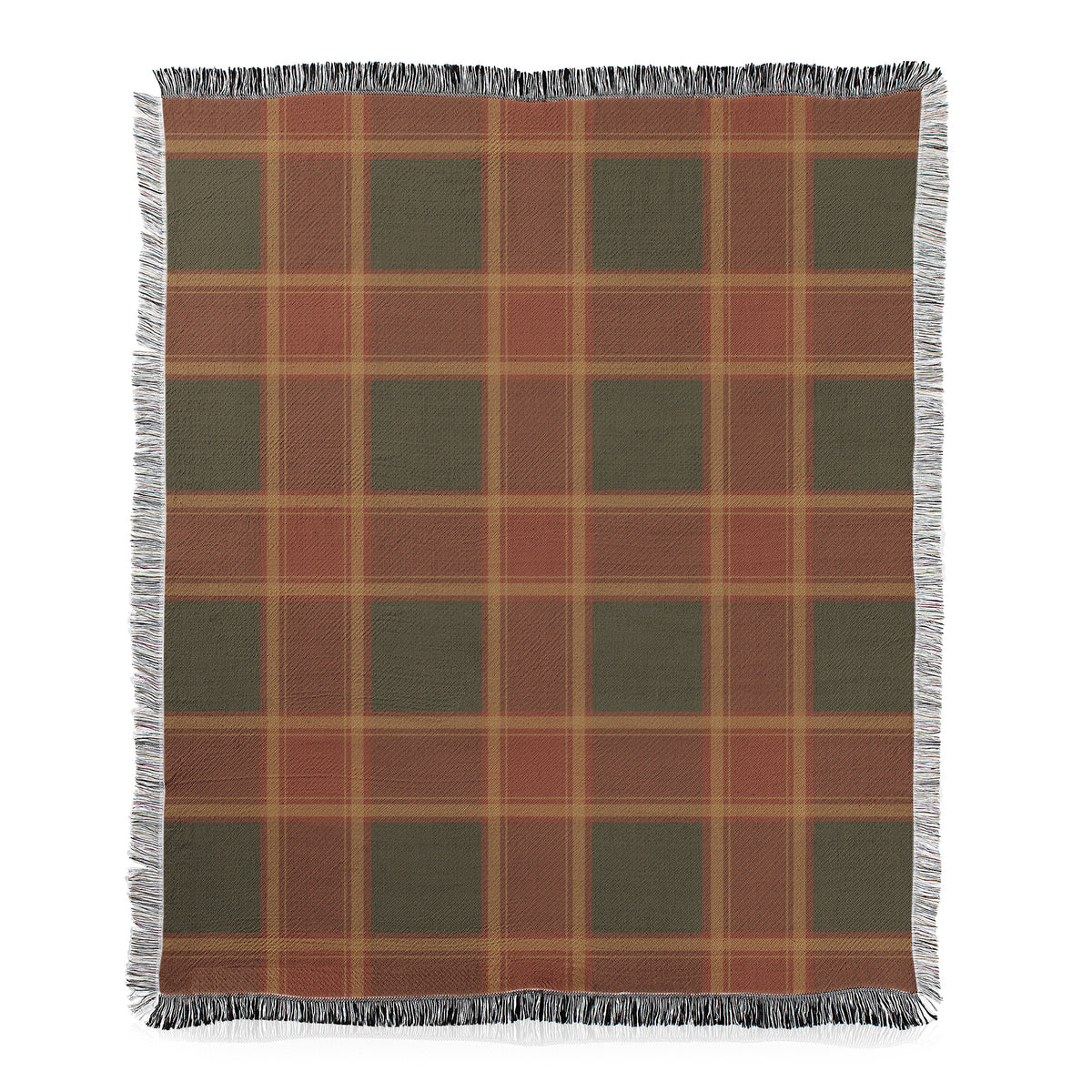 Autumn Plaid with Fringe Woven Blanket
