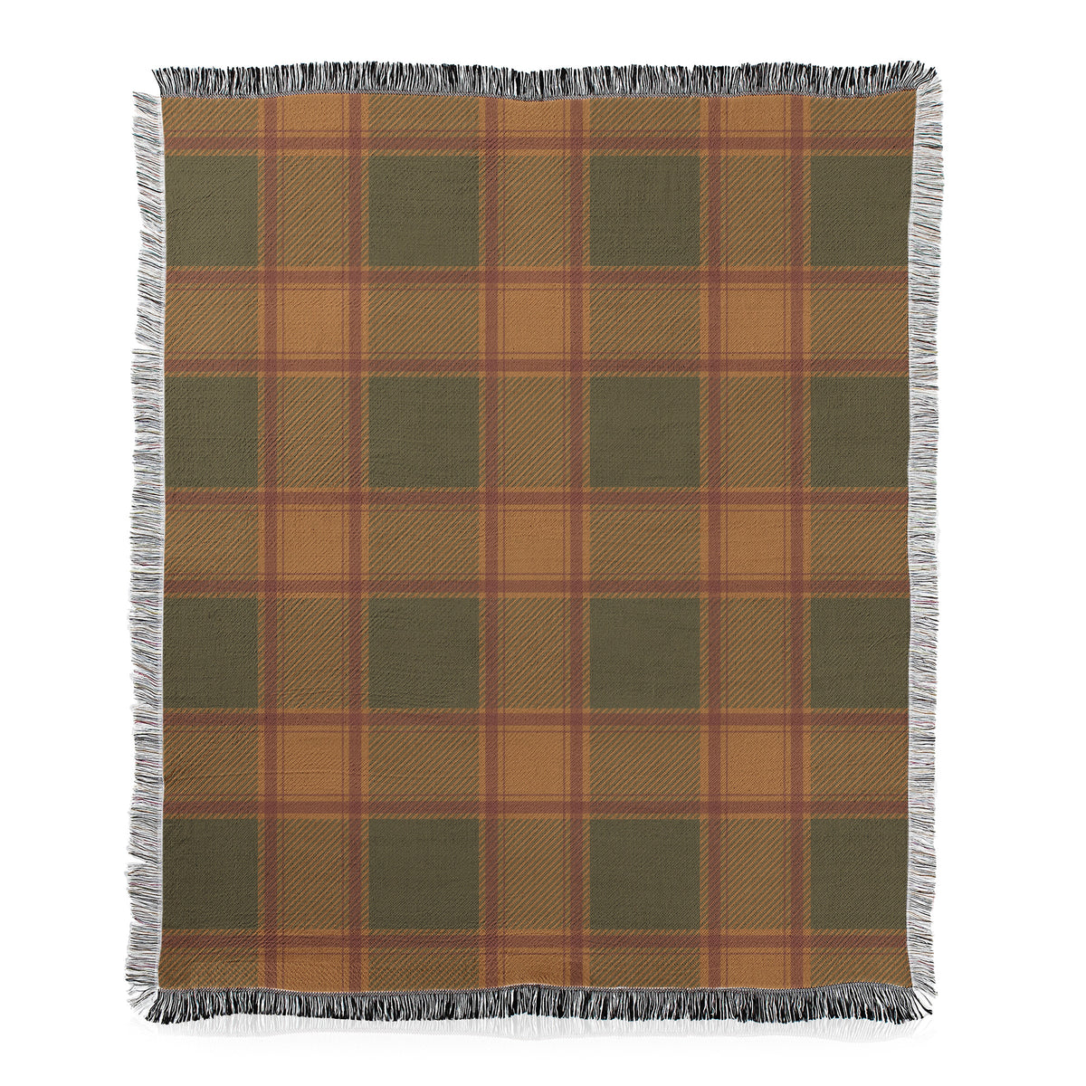 Autumn Plaid with Fringe Woven Blanket