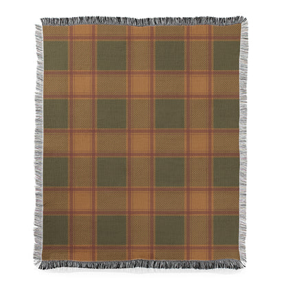 Autumn Plaid with Fringe Woven Blanket
