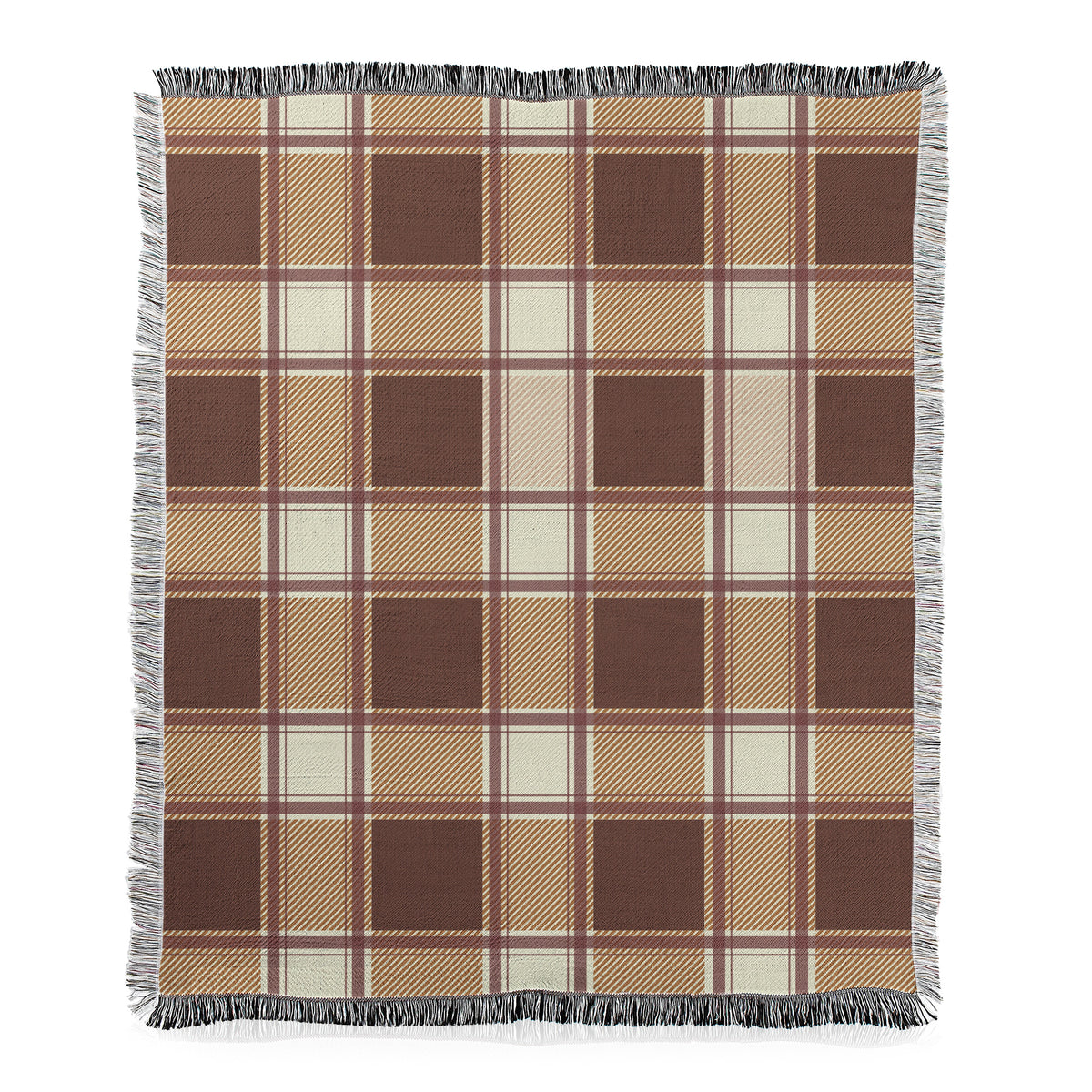 Autumn Plaid with Fringe Woven Blanket