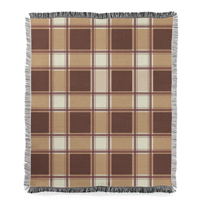 Autumn Plaid with Fringe Woven Blanket