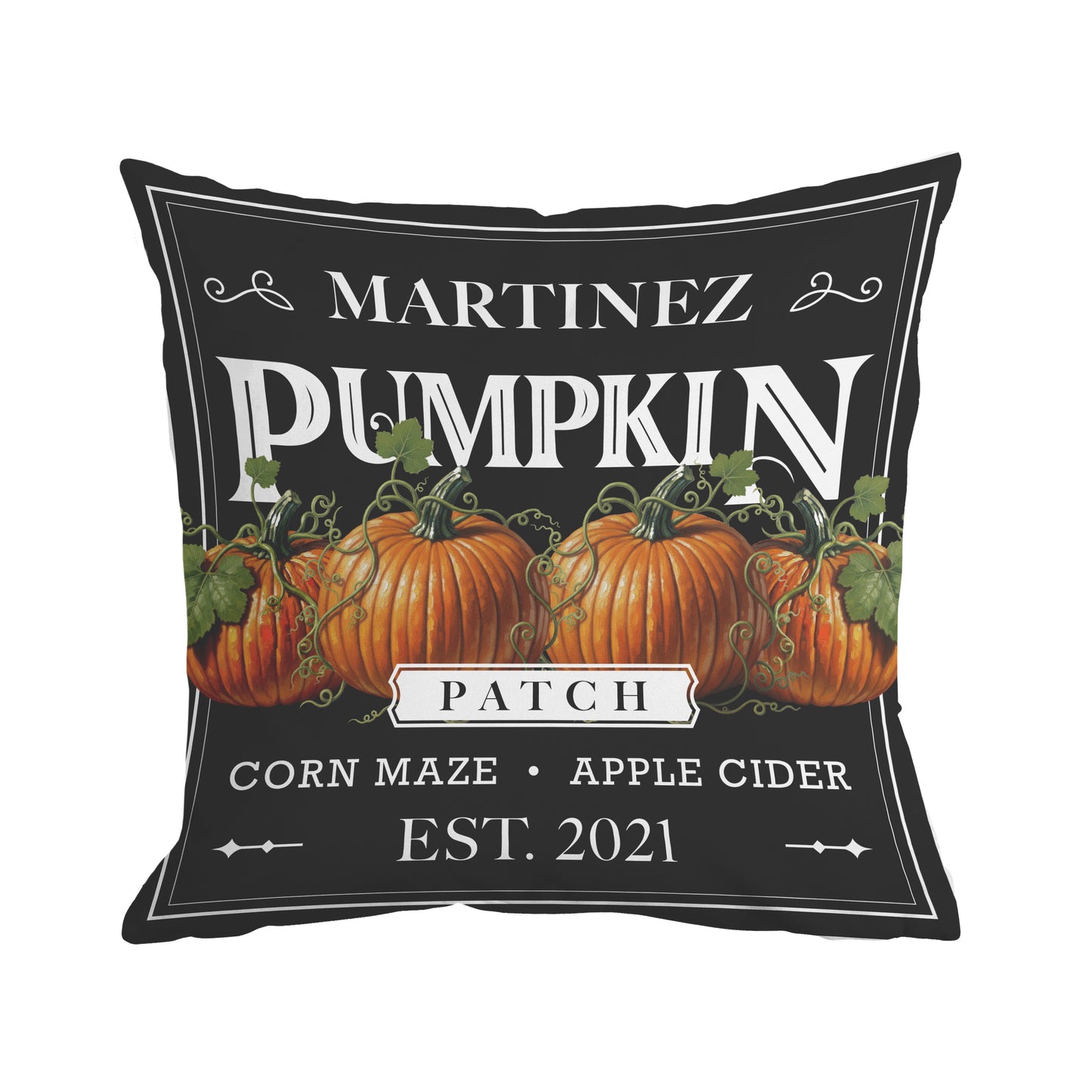 Personalized Text Pumpkin Patch Pillow