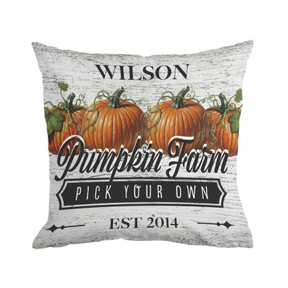 Personalized Text Pumpkin Farm Pillow