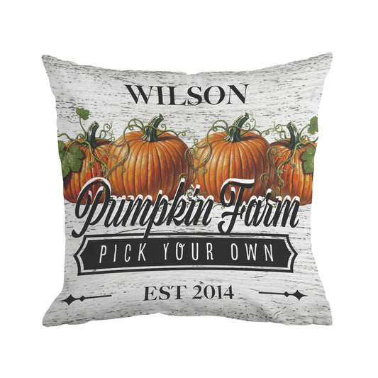 Personalized Text Pumpkin Farm Pillow