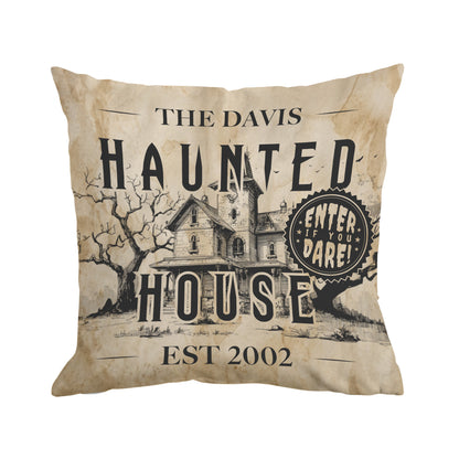Personalized Text Haunted House Pillow