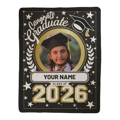 Congrats Graduate Photo and Text Blanket - 1 Photo