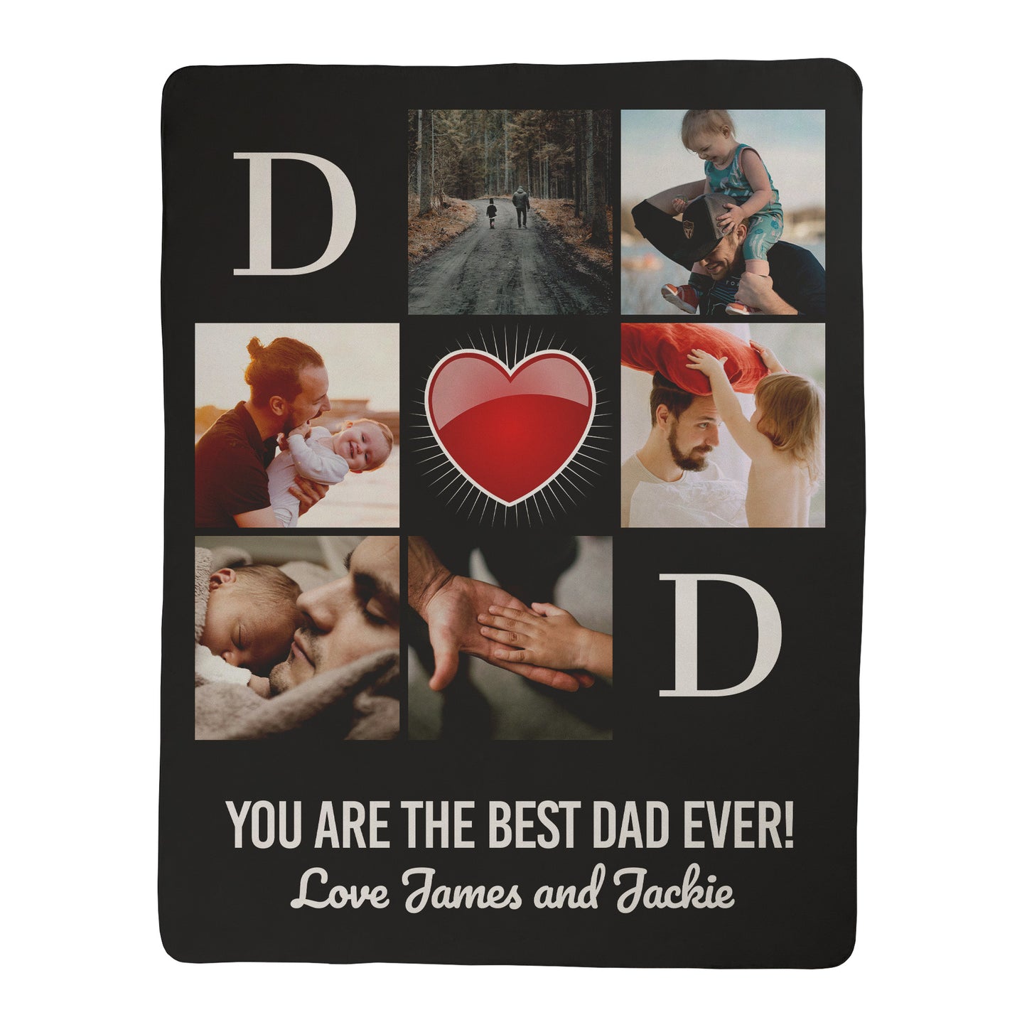 Dad Photo Collage With Custom Text Blanket - 6 Photos