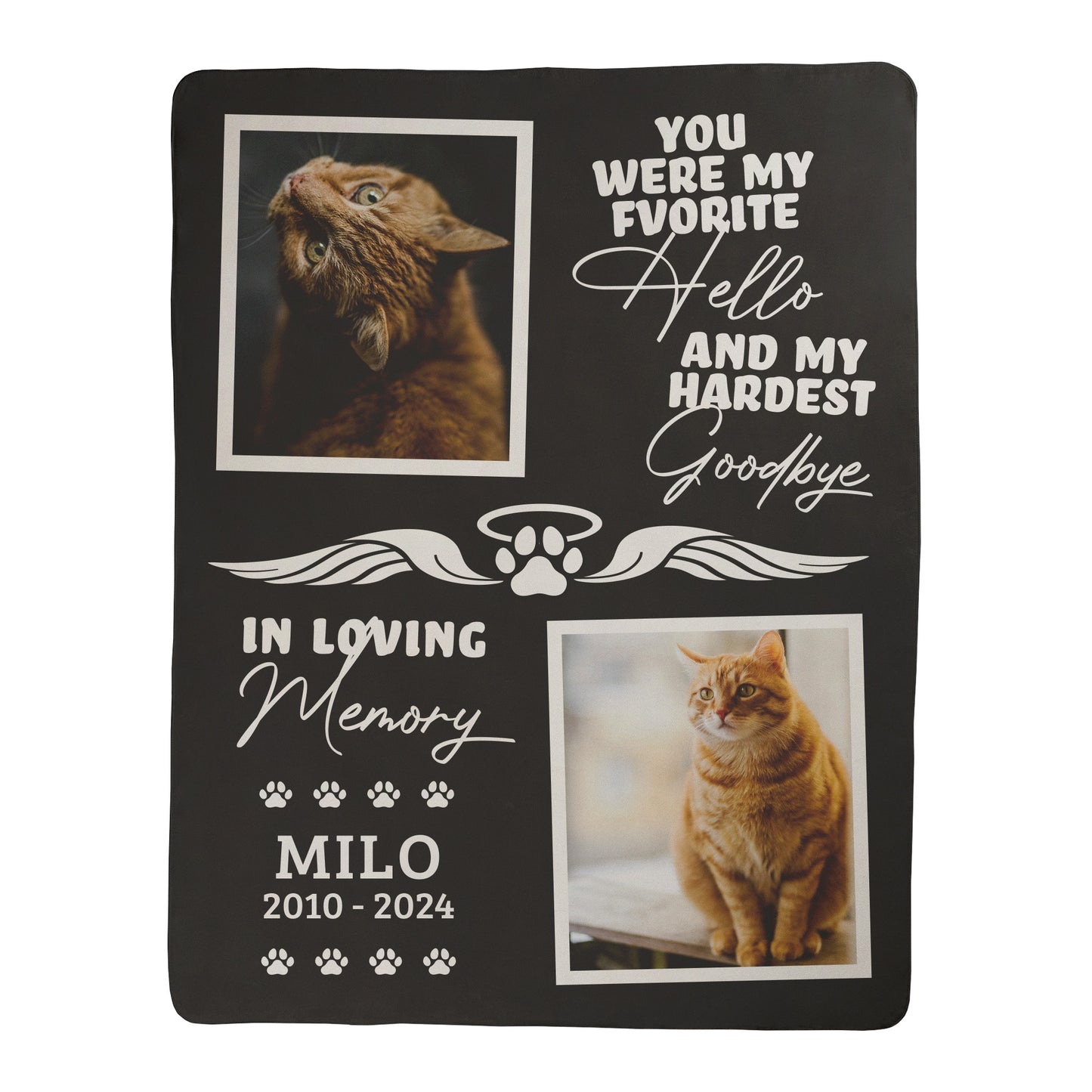 Pet Memorial Photo Collage Blanket - 2 Photos