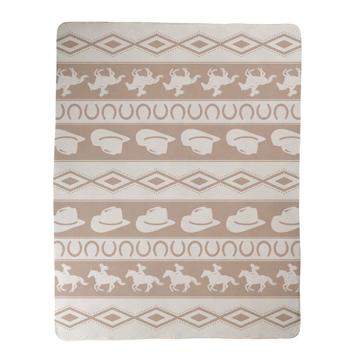 Neutral Cowboy & Horseshoe Striped Throw Blanket