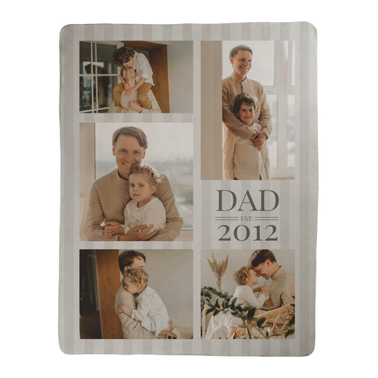 Dad Est. Photo Collage Blanket - 5 photos