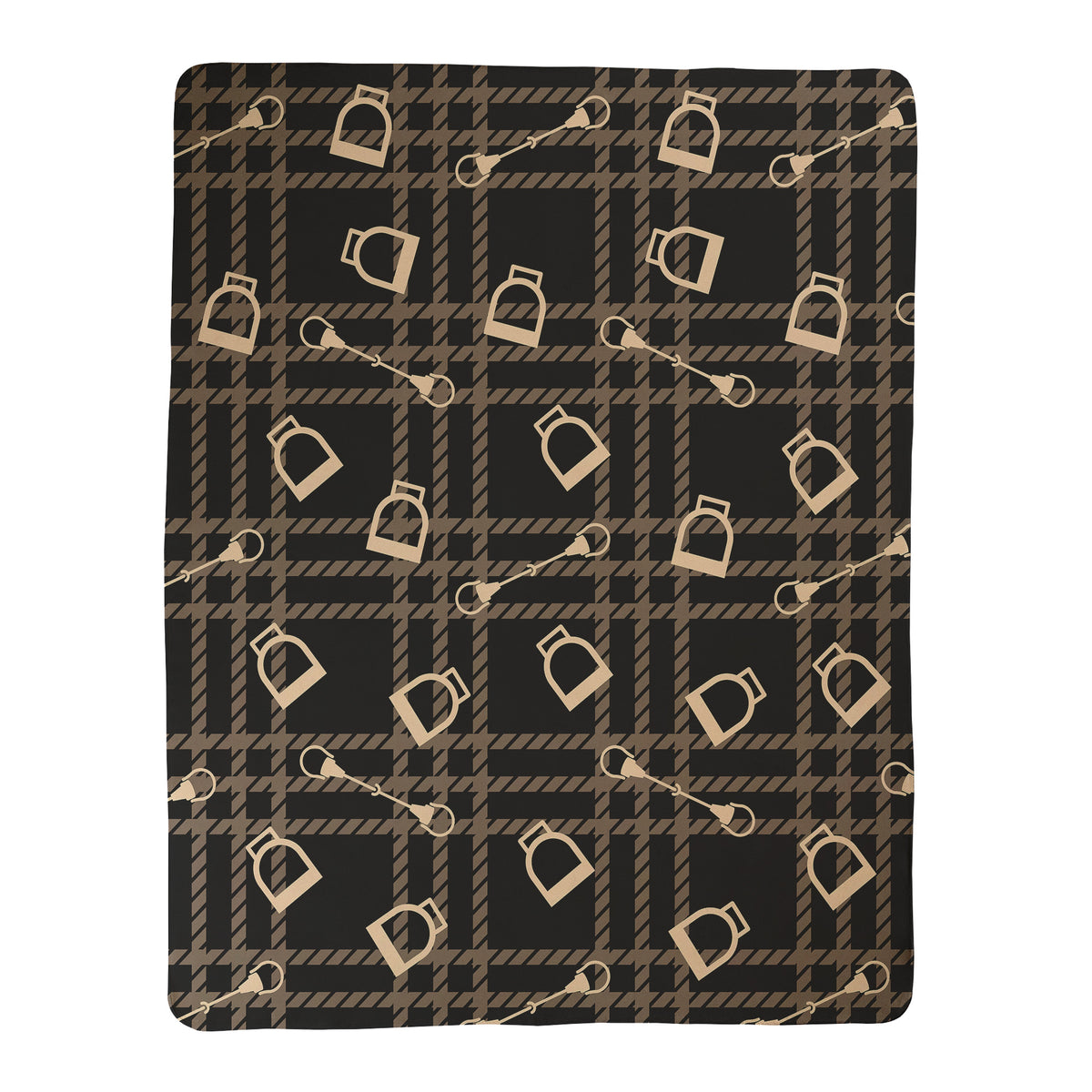 Equestrian Plaid & Stirrup Throw Blanket