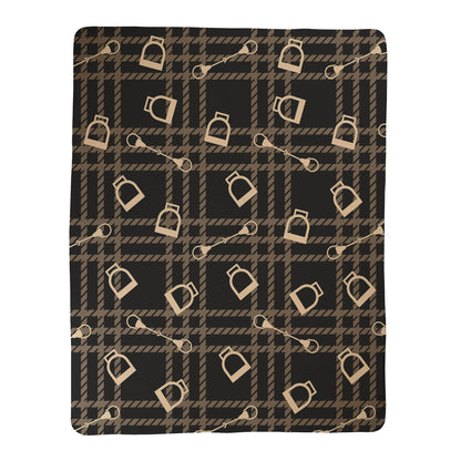 Equestrian Plaid & Stirrup Throw Blanket