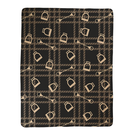 Equestrian Plaid & Stirrup Throw Blanket