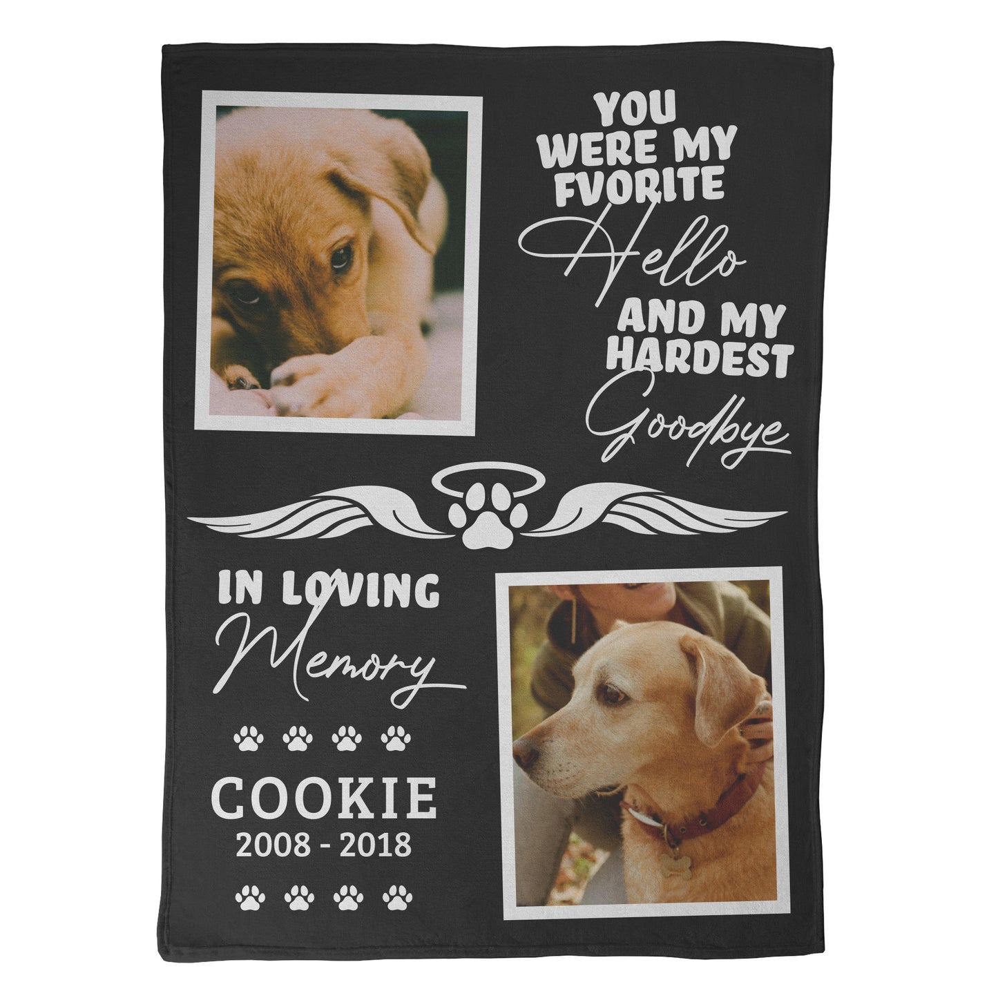 Pet Memorial Photo Collage Blanket - 2 Photos