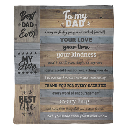 To My Dad Woodgrain Blanket