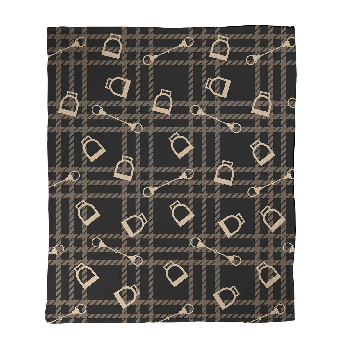 Equestrian Plaid & Stirrup Throw Blanket