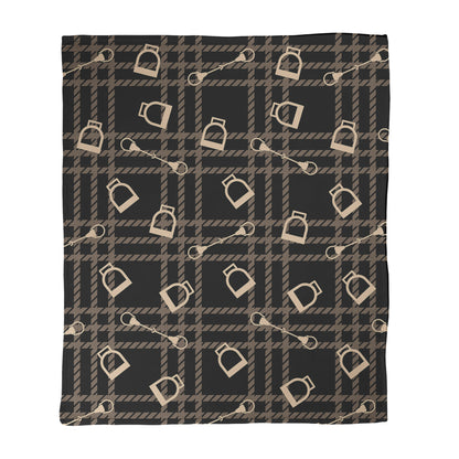 Equestrian Plaid & Stirrup Throw Blanket