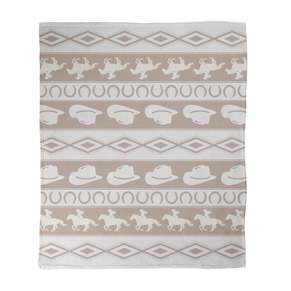 Neutral Cowboy & Horseshoe Striped Throw Blanket