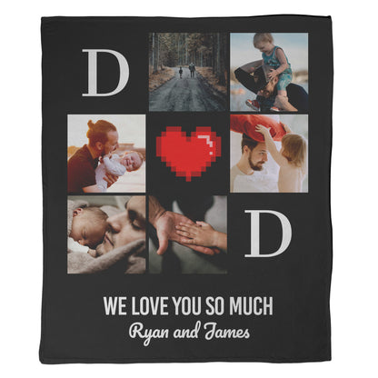 Dad Photo Collage With Custom Text Blanket - 6 Photos