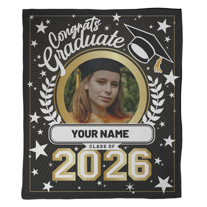Congrats Graduate Photo and Text Blanket - 1 Photo
