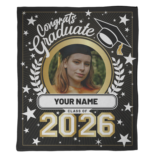 Congrats Graduate Photo and Text Blanket - 1 Photo