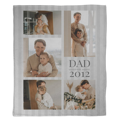 Dad Est. Photo Collage Blanket - 5 photos