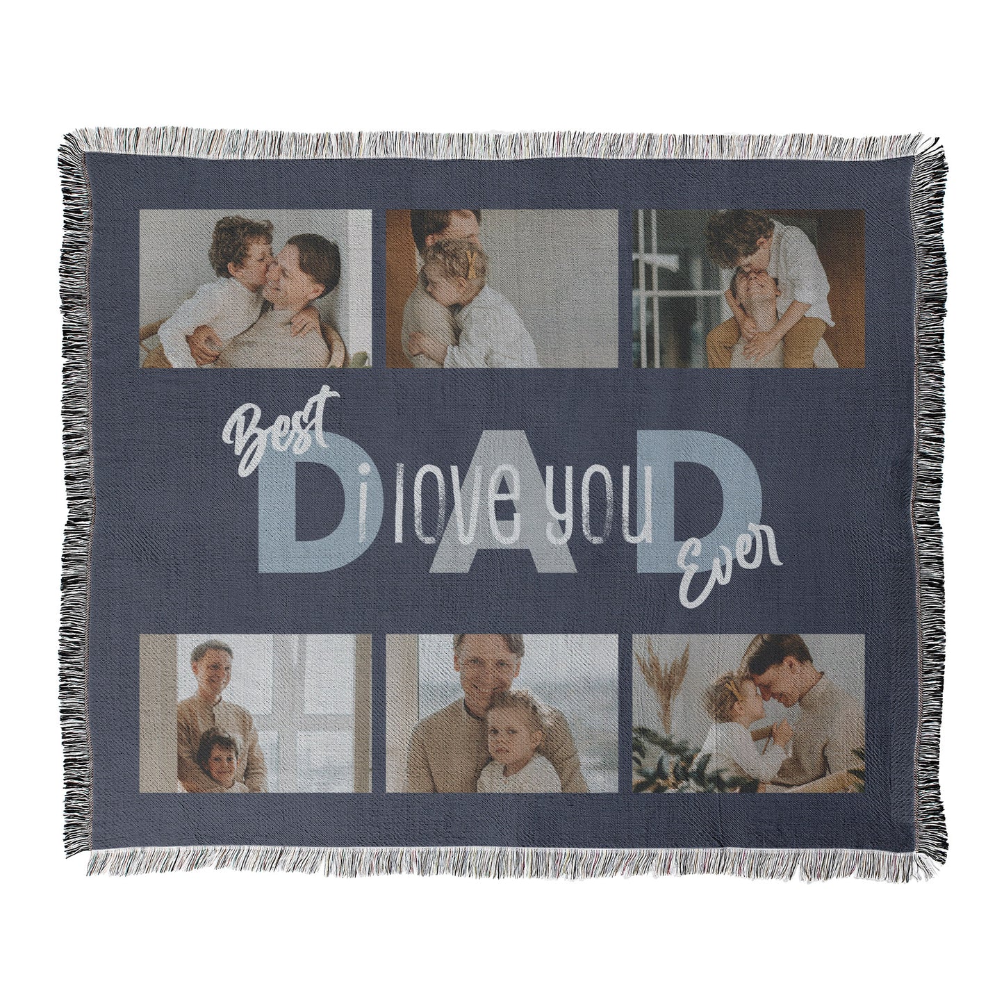 The Best Dad Photo Collage Landscape Blanket - 6 Photos