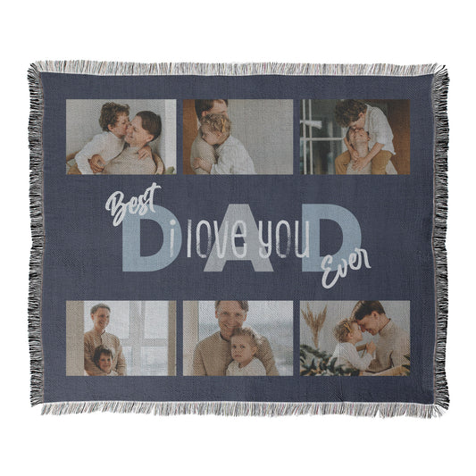 The Best Dad Photo Collage Landscape Blanket - 6 Photos