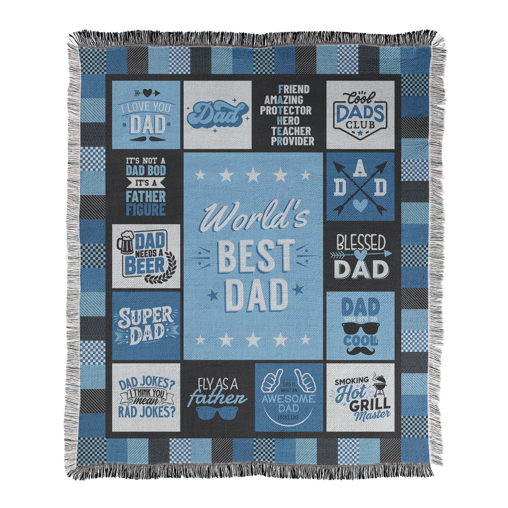 World's Best Dad Blanket Quilted Design - Father's Day Gifts