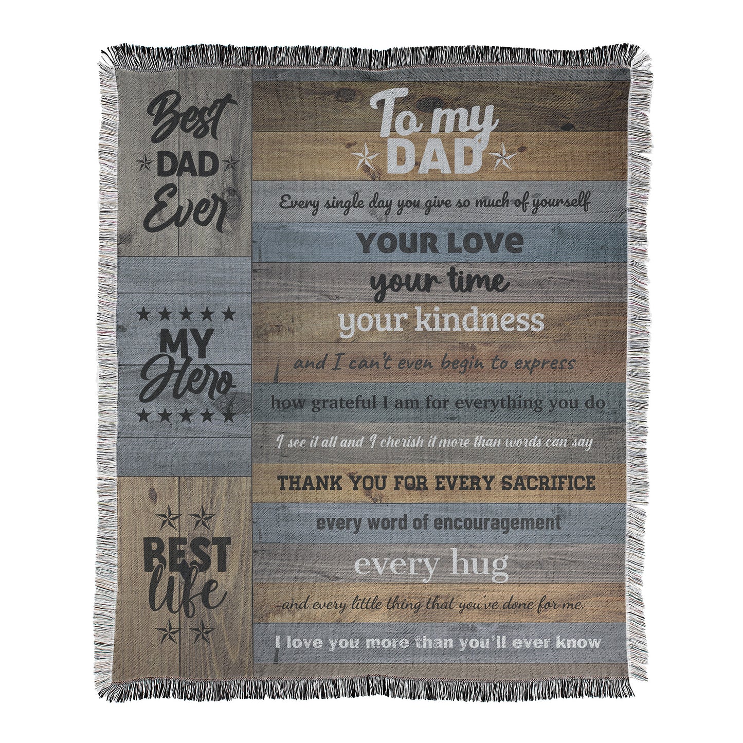 To My Dad Woodgrain Blanket