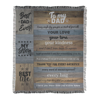 To My Dad Woodgrain Blanket