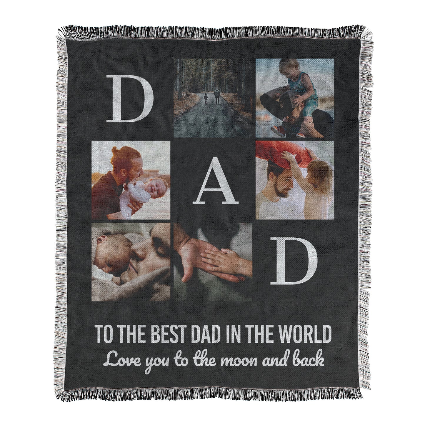 Dad Photo Collage With Custom Text Blanket - 6 Photos