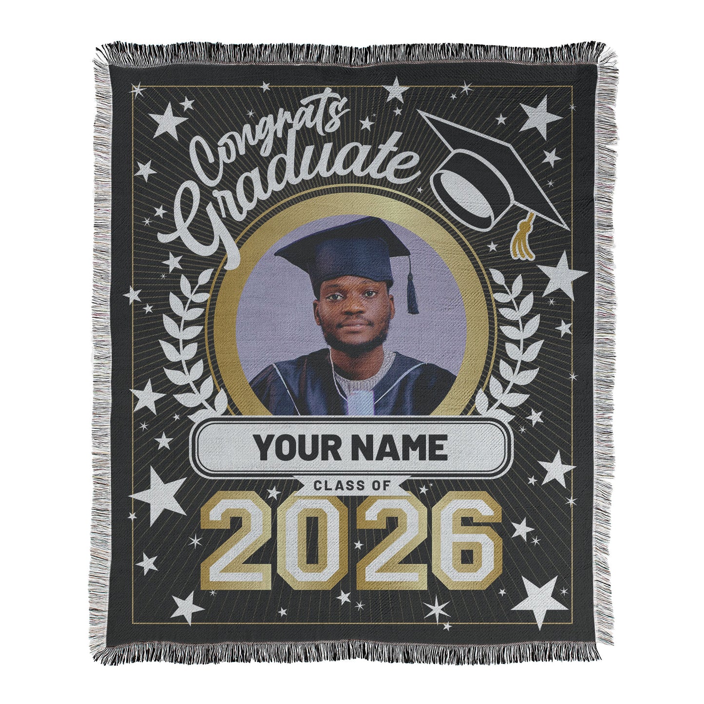 Congrats Graduate Photo and Text Blanket - 1 Photo