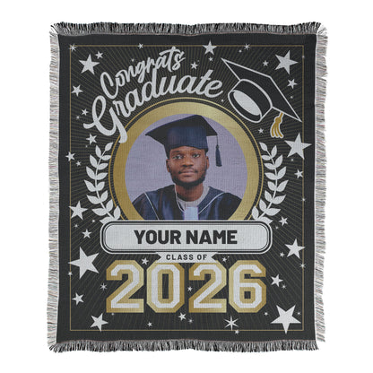 Congrats Graduate Photo and Text Blanket - 1 Photo