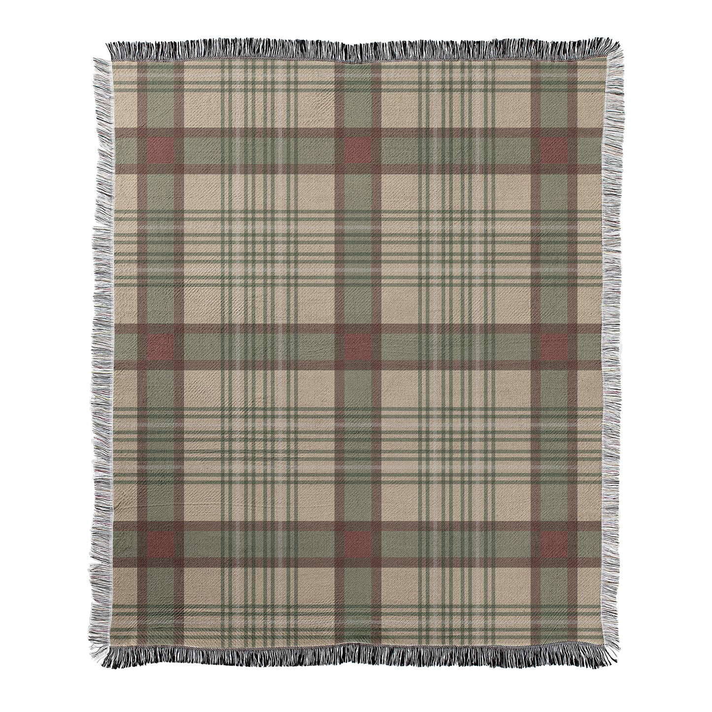 Plaid with Fringe Woven Blanket