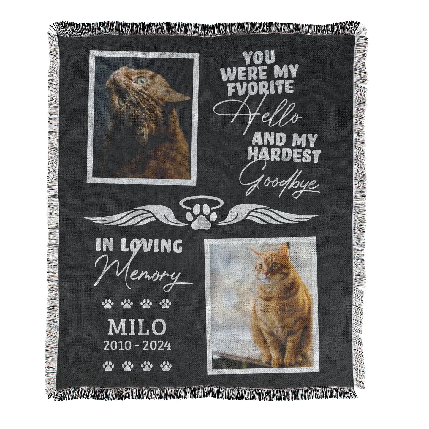 Pet Memorial Photo Collage Blanket - 2 Photos
