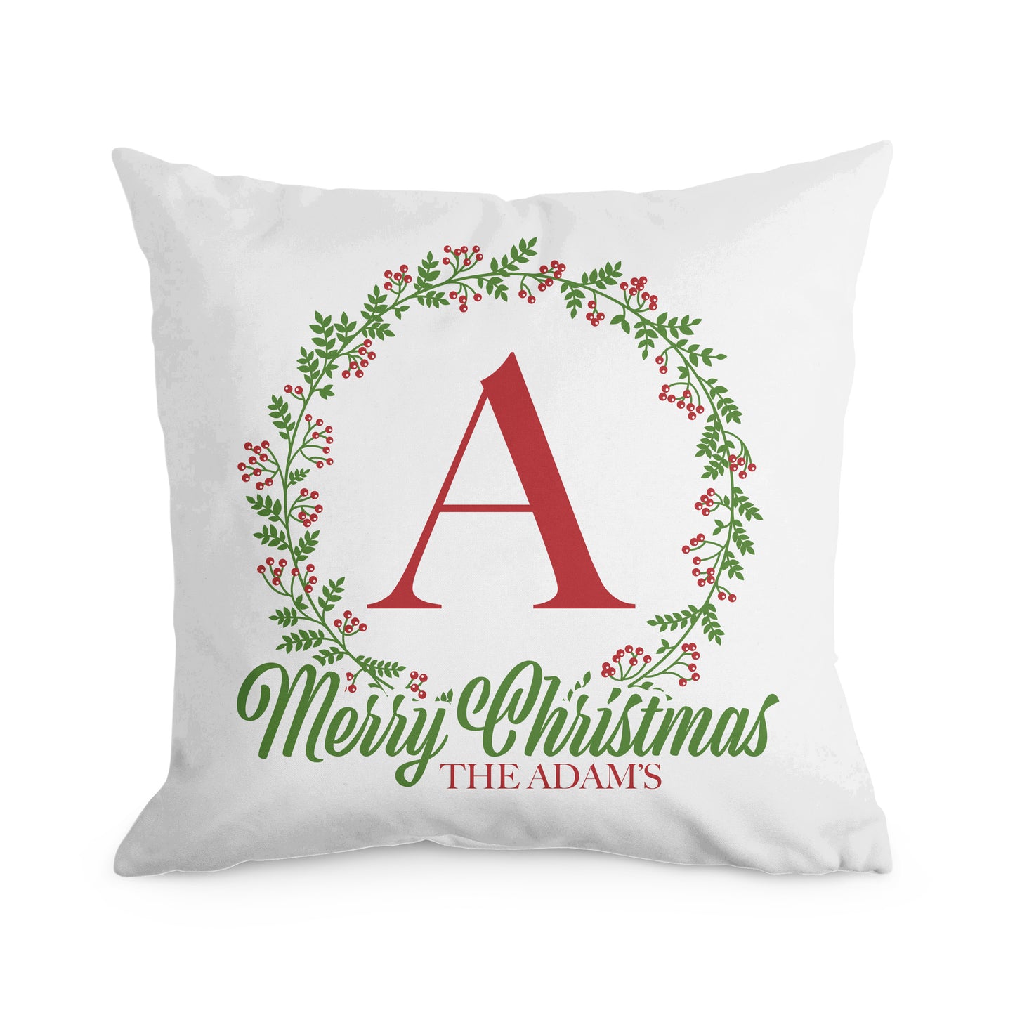 Christmas Monogram Letter & Name Pillow