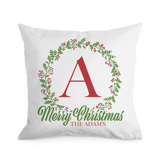 Christmas Monogram Letter & Name Pillow