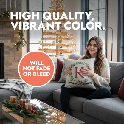 Christmas Monogram Letter & Name Pillow