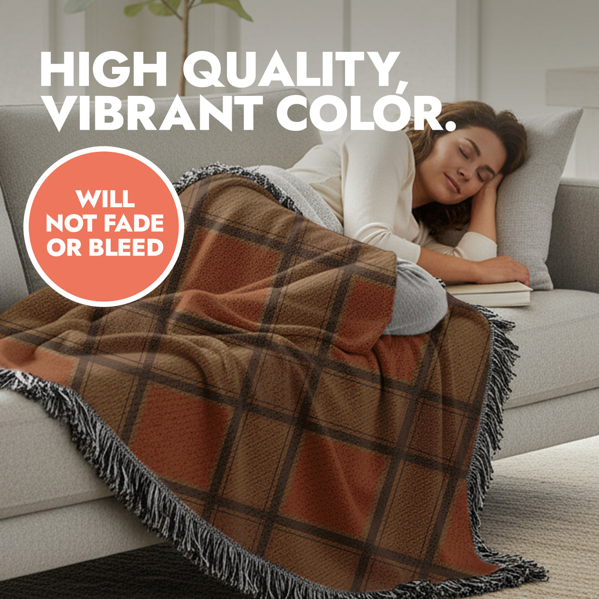 Autumn Plaid with Fringe Woven Blanket