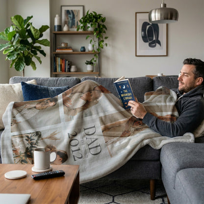 Dad Est. Photo Collage Blanket - 5 photos