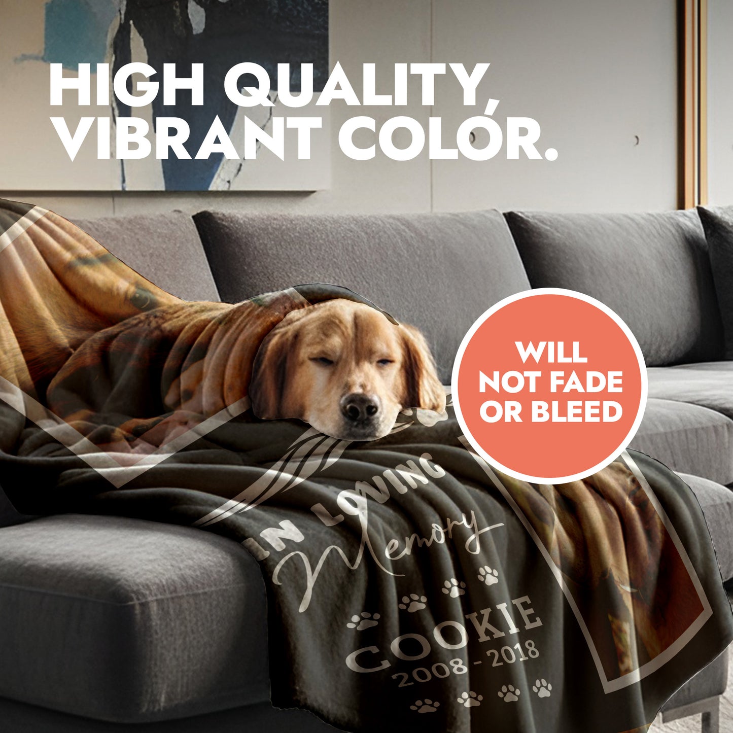 Pet Memorial Photo Collage Blanket - 2 Photos