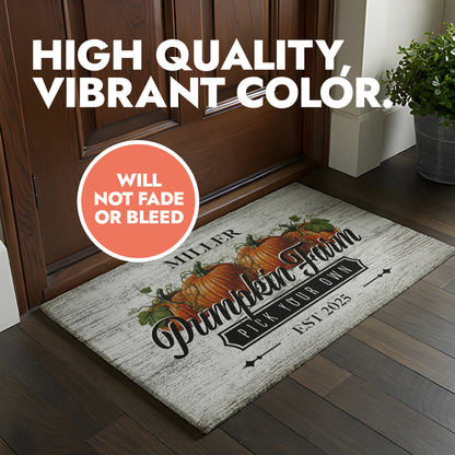 Personalized Text Pumpkin Farm Doormat