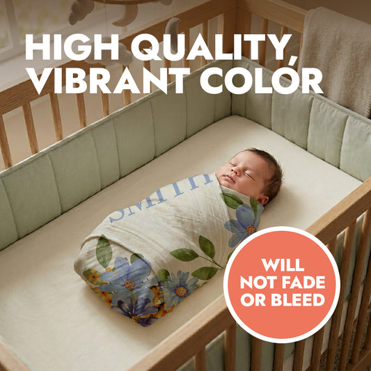 Blue Flowers Baby Swaddle