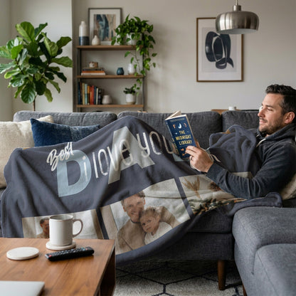 The Best Dad Photo Collage Landscape Blanket - 6 Photos