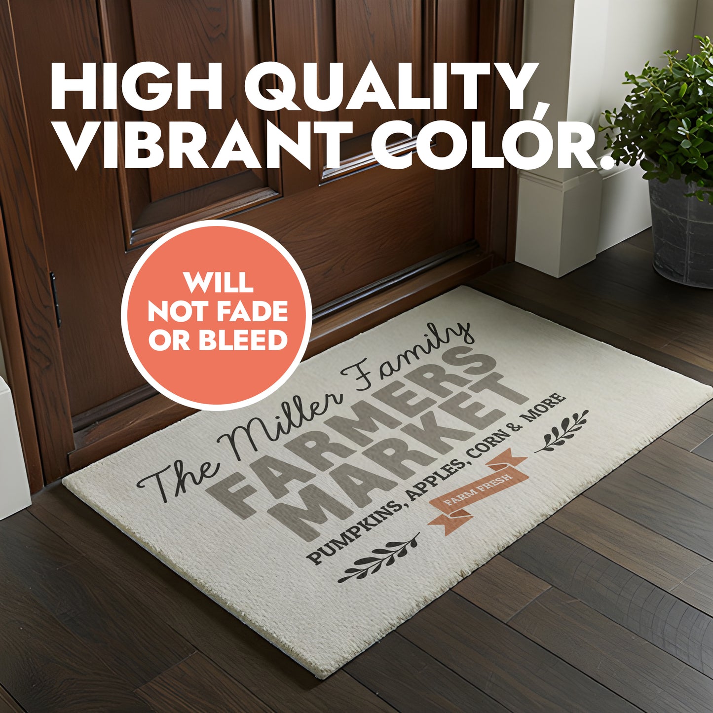 Personalized Text Farmer's Market Doormat