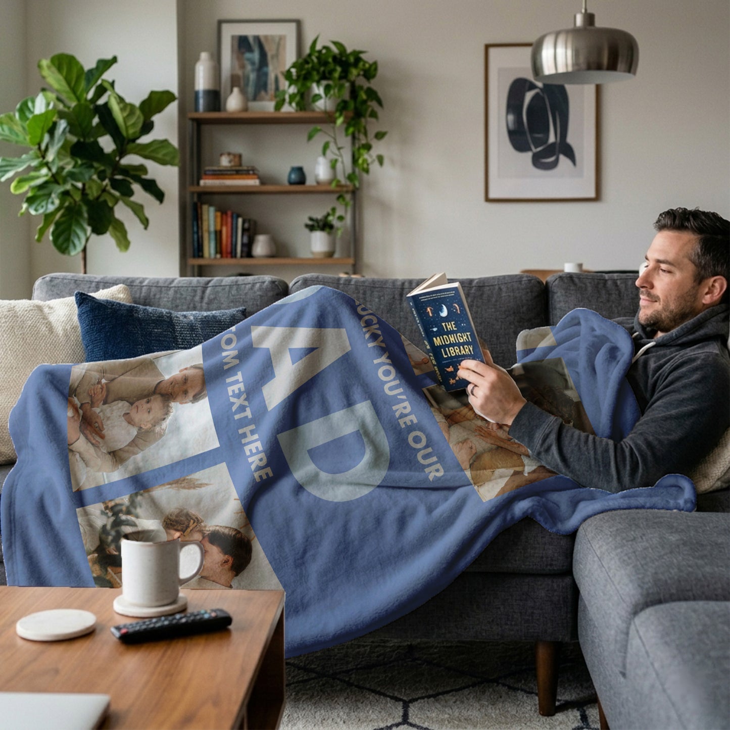 We Are Lucky You're Our Dad Photo Blanket - 6 Photos